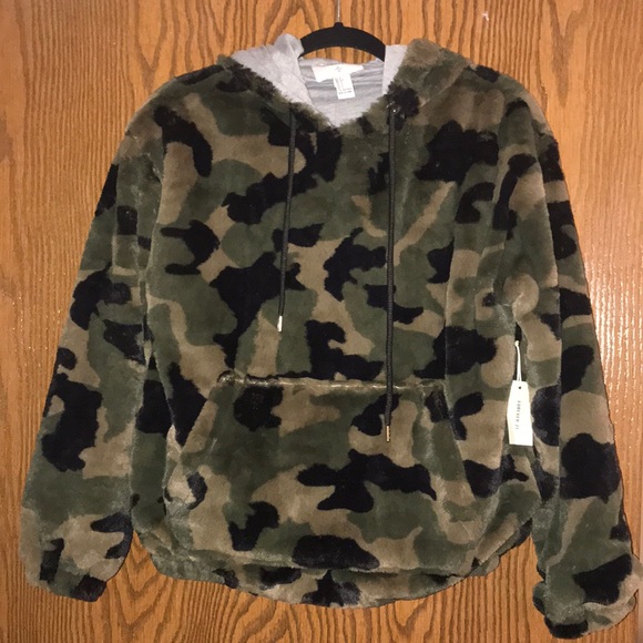 Faux Fur Camo Hoodie Nwt | Poshmark